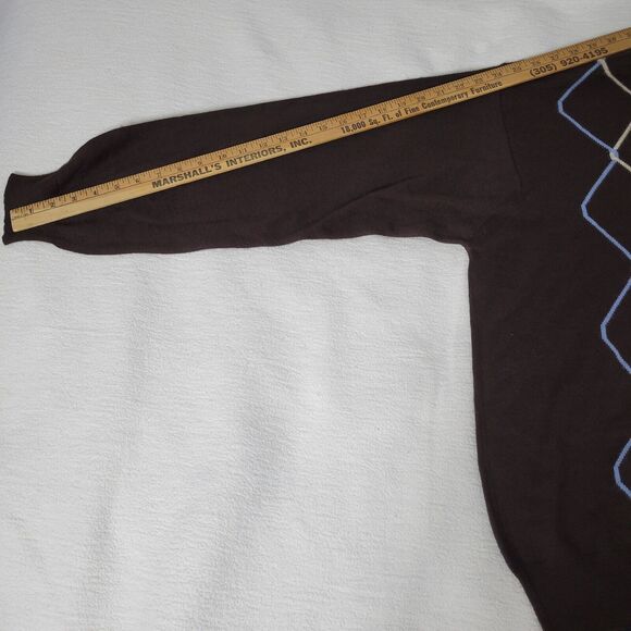 Turnbury Sweater Mens Size 48 Extra Fine Merino Wool V-Neck Pullover Brown Italy - Picture 9 of 16